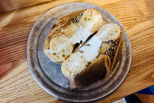 Bagelsaurus - everything bagel with cream cheese